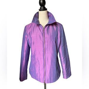 Spanner Nylon Iridescent Purple Full Zip Winter Coat with Zipped Pockets (Large)